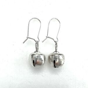 Christmas Jingle Bell Silver Dangle Earrings